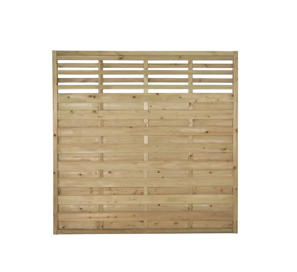 Forest Kyoto Slatted Top Fence Panels Natural Timber 6 X 6' Pack Of 10