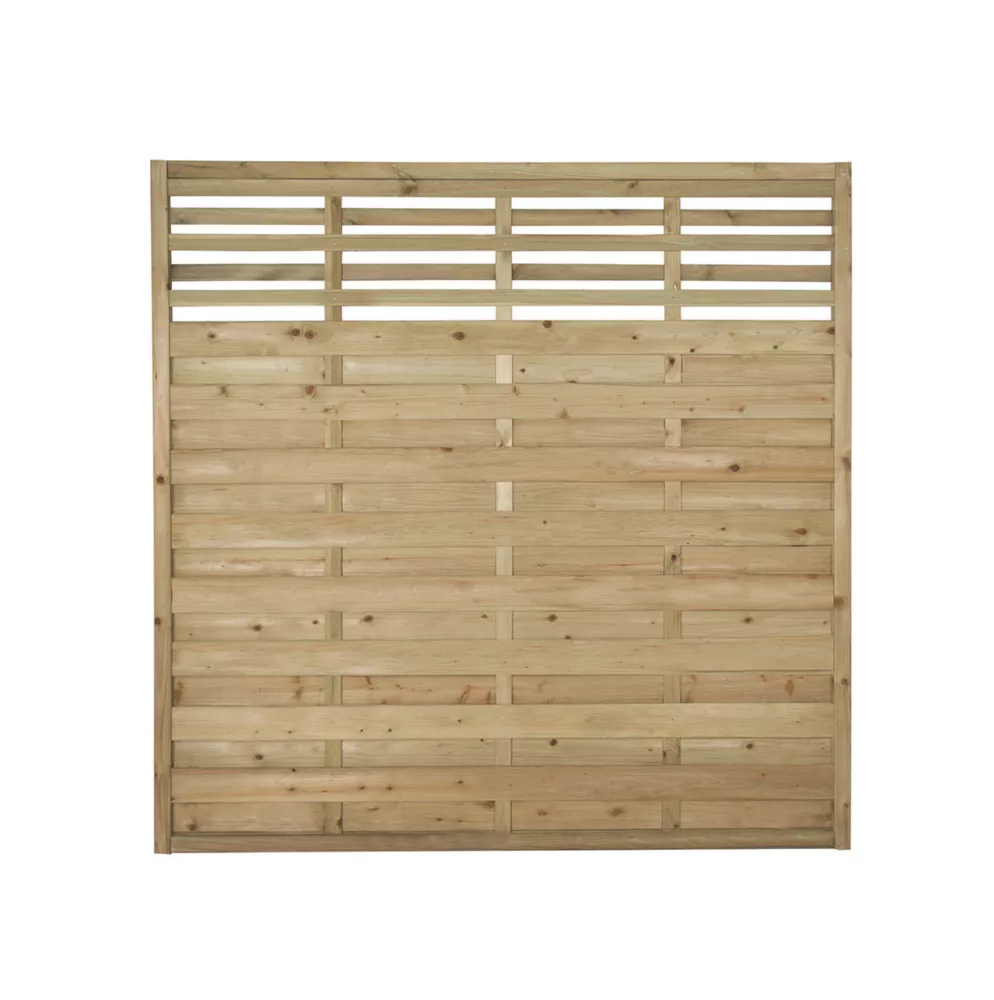 Forest Kyoto Slatted Top Fence Panels Natural Timber 6 X 6' Pack Of 8