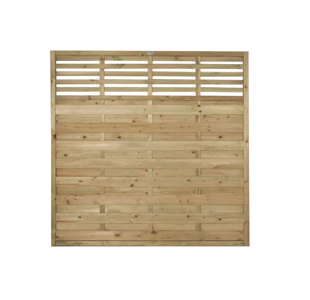 Forest Kyoto Slatted Top Fence Panels Natural Timber 6 X 6' Pack Of 7