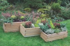Forest Durham Rectangular Planter Set Natural Wood 900 X 500 X 330mm 3 Pieces