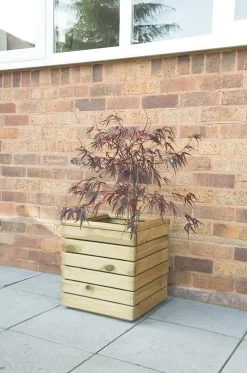 Forest Square Linear Planter Natural Wood 400 X 400 X 440mm