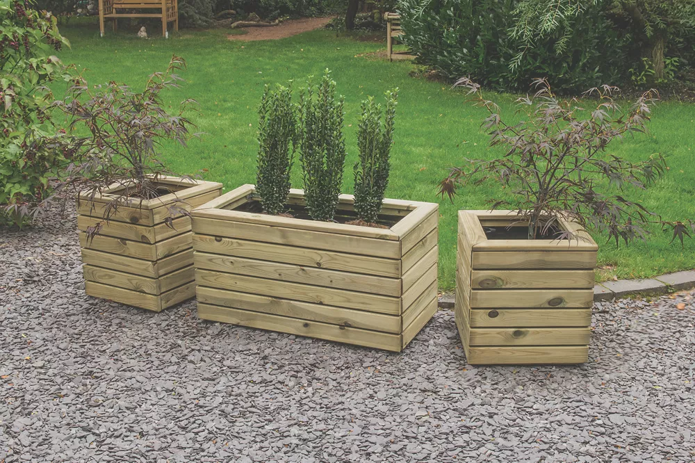 Forest Rectangular Double Linear Planter Natural Wood 800 X 400 X 440mm - Image 2