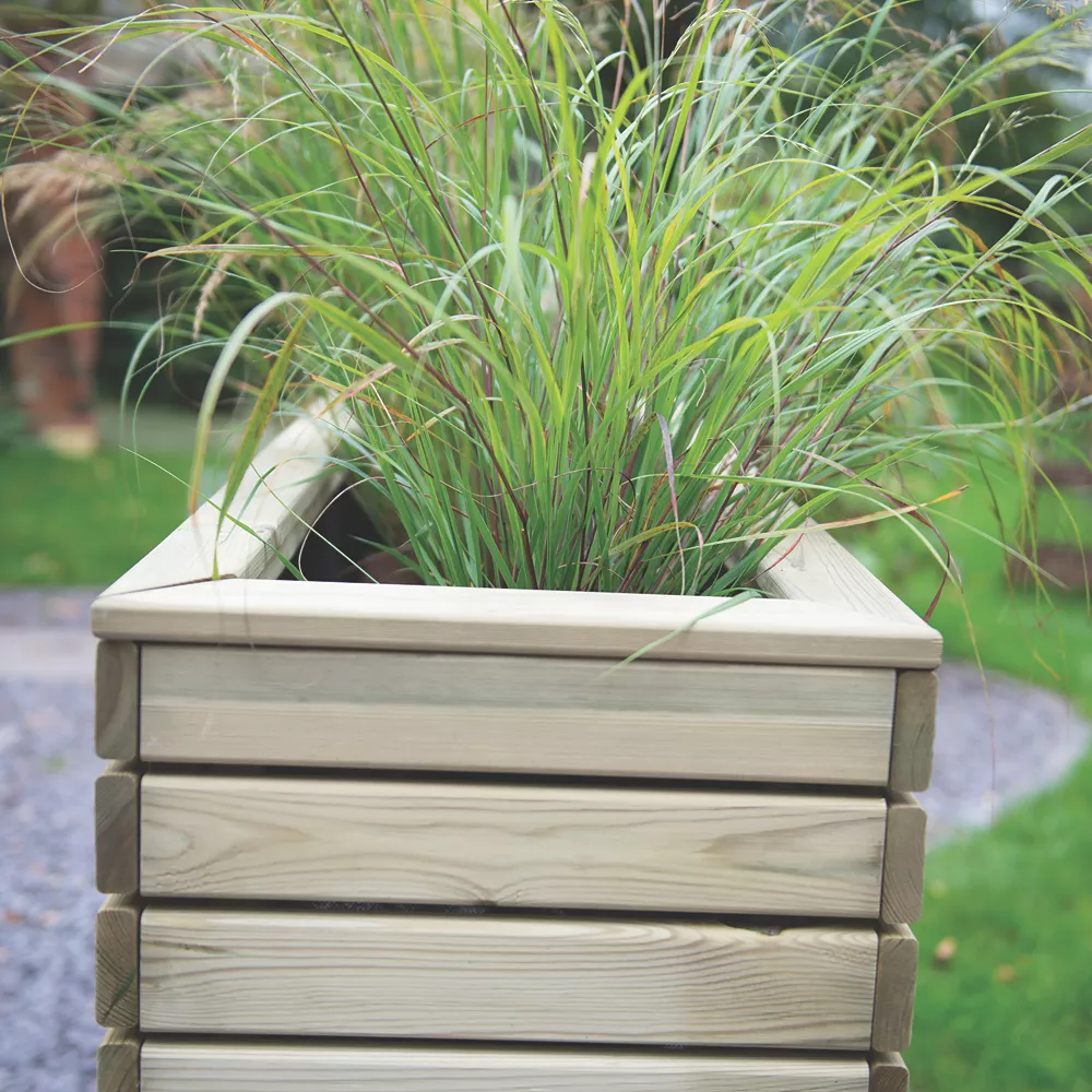 Forest Rectangular Double Linear Planter Natural Wood 800 X 400 X 440mm - Image 3