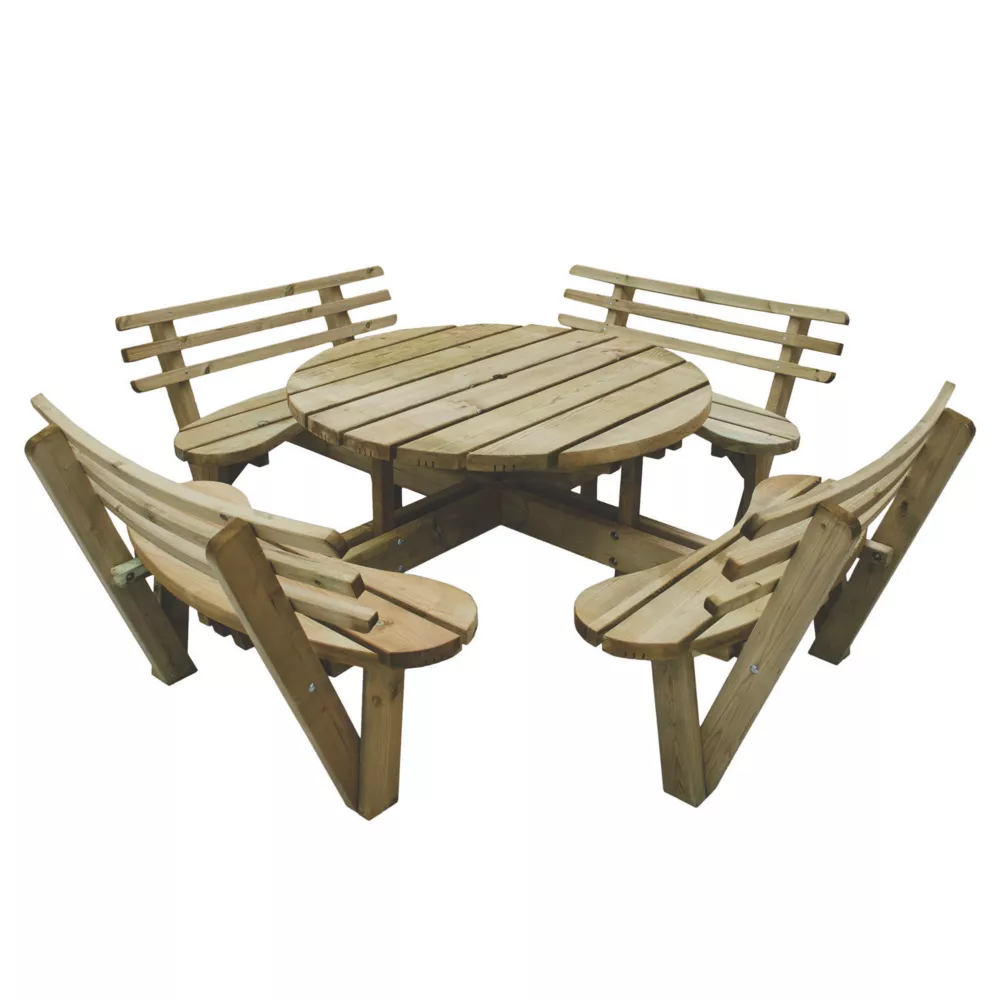 Forest Circular Garden Picnic Table With Seat Backs 2460 X 2460 X 820mm - Image 2