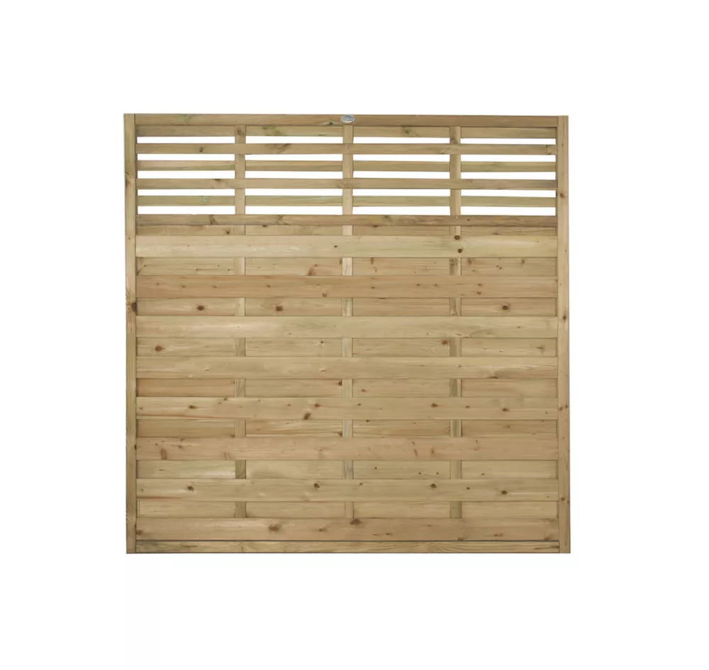 Forest Kyoto Slatted Top Fence Panels Natural Timber 6 X 6' Pack Of 5