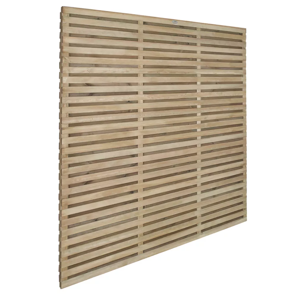 Forest VENHHM6PK4HD Double-Slatted Fence Panels Natural Timber 6 X 6' Pack Of 4 - Image 2