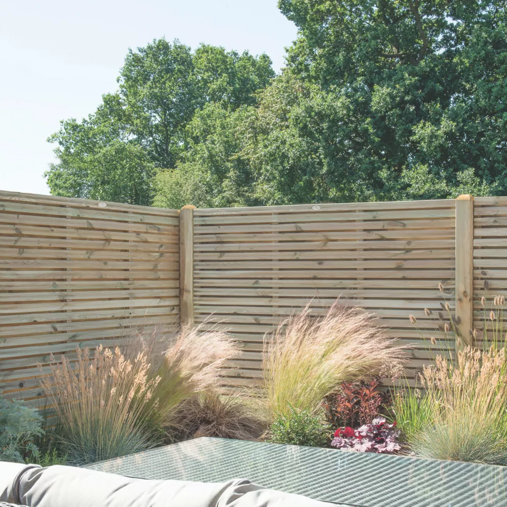 Forest VENHHM6PK4HD Double-Slatted Fence Panels Natural Timber 6 X 6' Pack Of 4 - Image 3