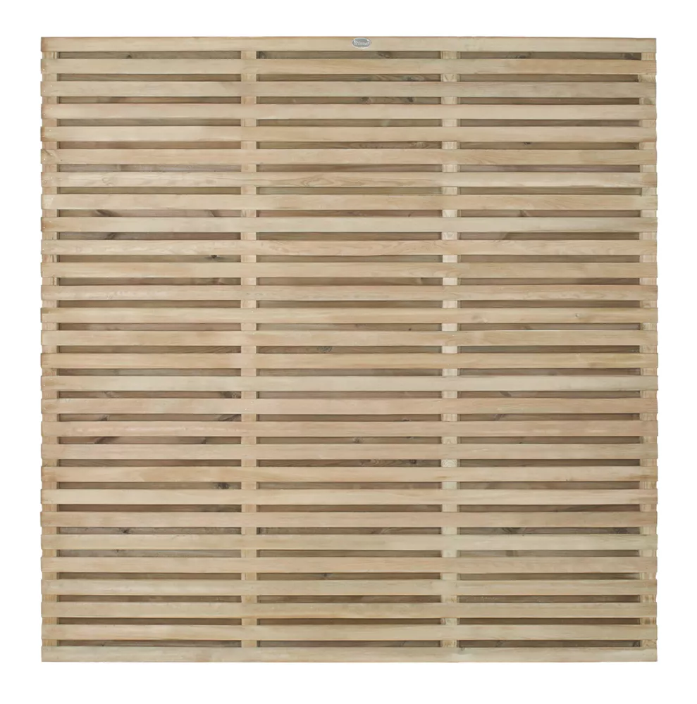 Forest VENHHM6PK4HD Double-Slatted Fence Panels Natural Timber 6 X 6' Pack Of 4