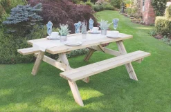 Forest Large Rectangular Garden Picnic Table 1770 X 1530 X 770mm